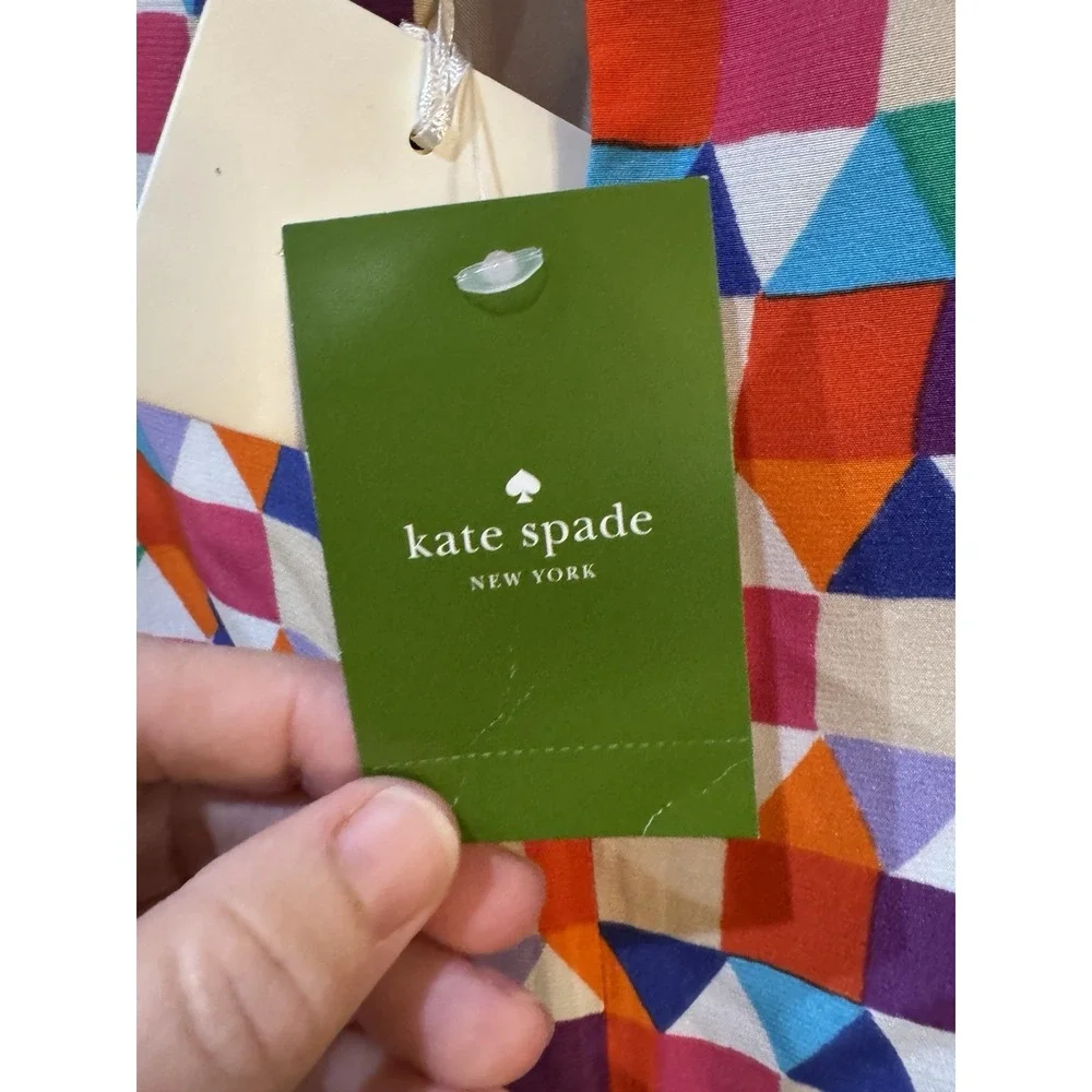 Kate Spade New York Abbey Colorful Geometric Print Dress Silk Blend size 8